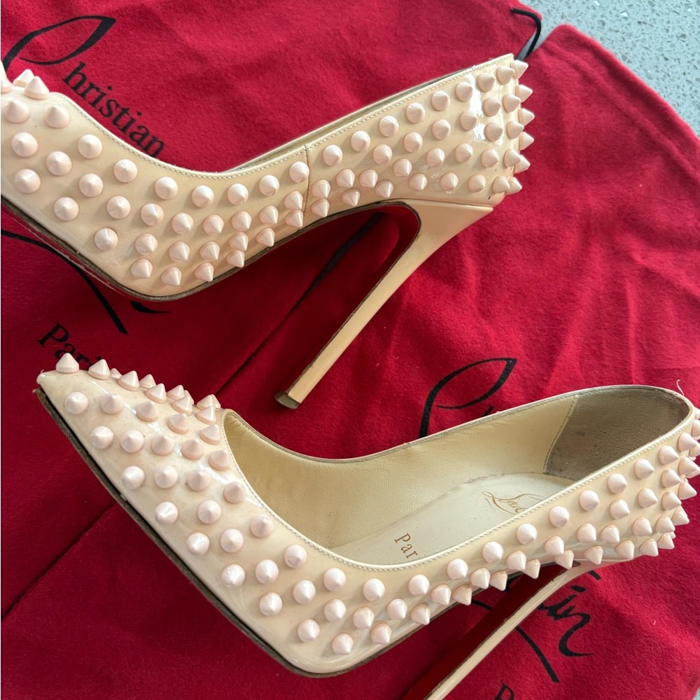 Christian Louboutin Pigalle 120 Spiked Heels baby pink sz 36.5